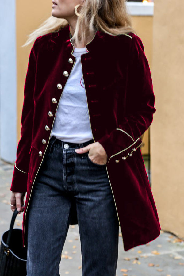 Della - Elegant cozy velvet double dreasted coat