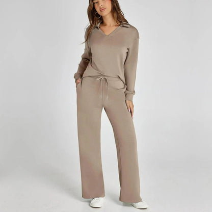 Rosella - Casual loosewarm V-neck sweater and pants set
