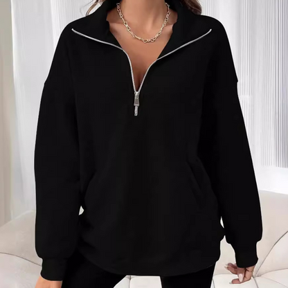 Xandria - Loose stylish half-zip sweater