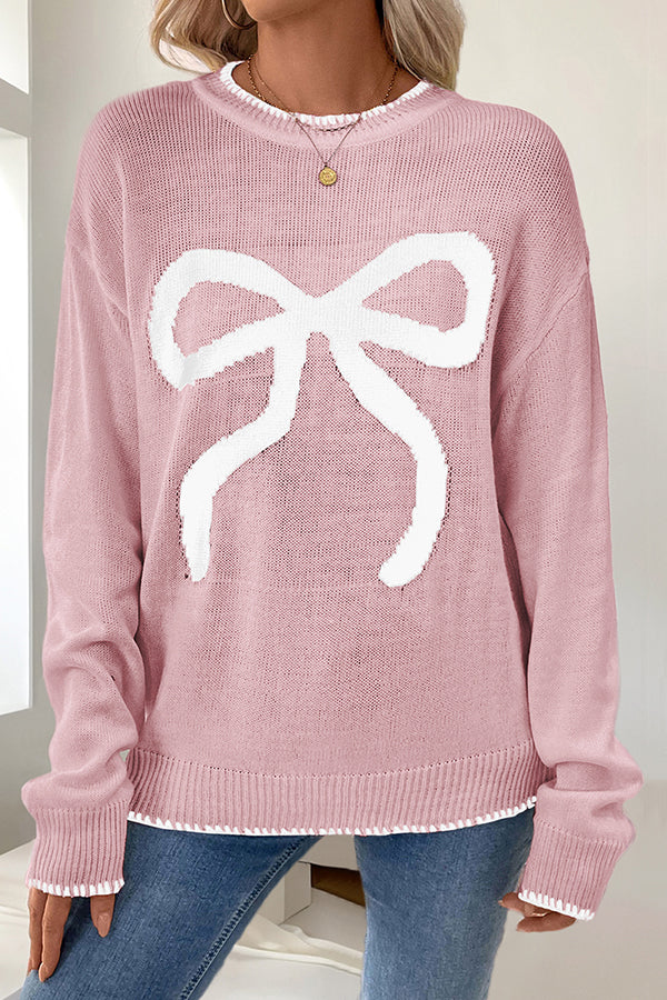Faithlyn - Stylish warm ribbon print knitted sweater