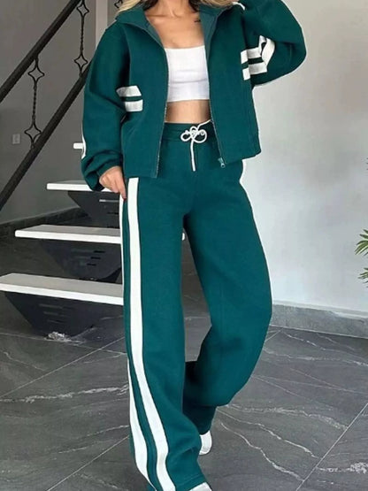 Sabina - Stylish loose side striped jacket and pants set