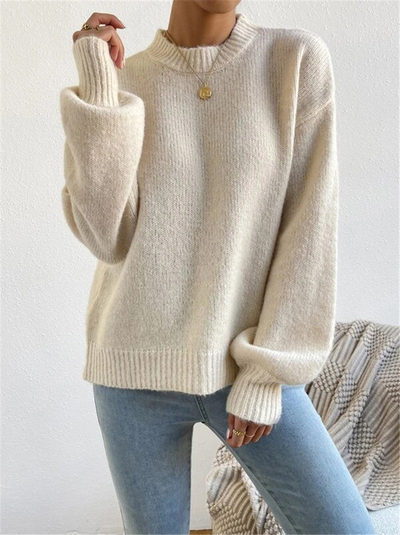 Ivory - Soft Loose-Fit Long-Sleeve Jumper