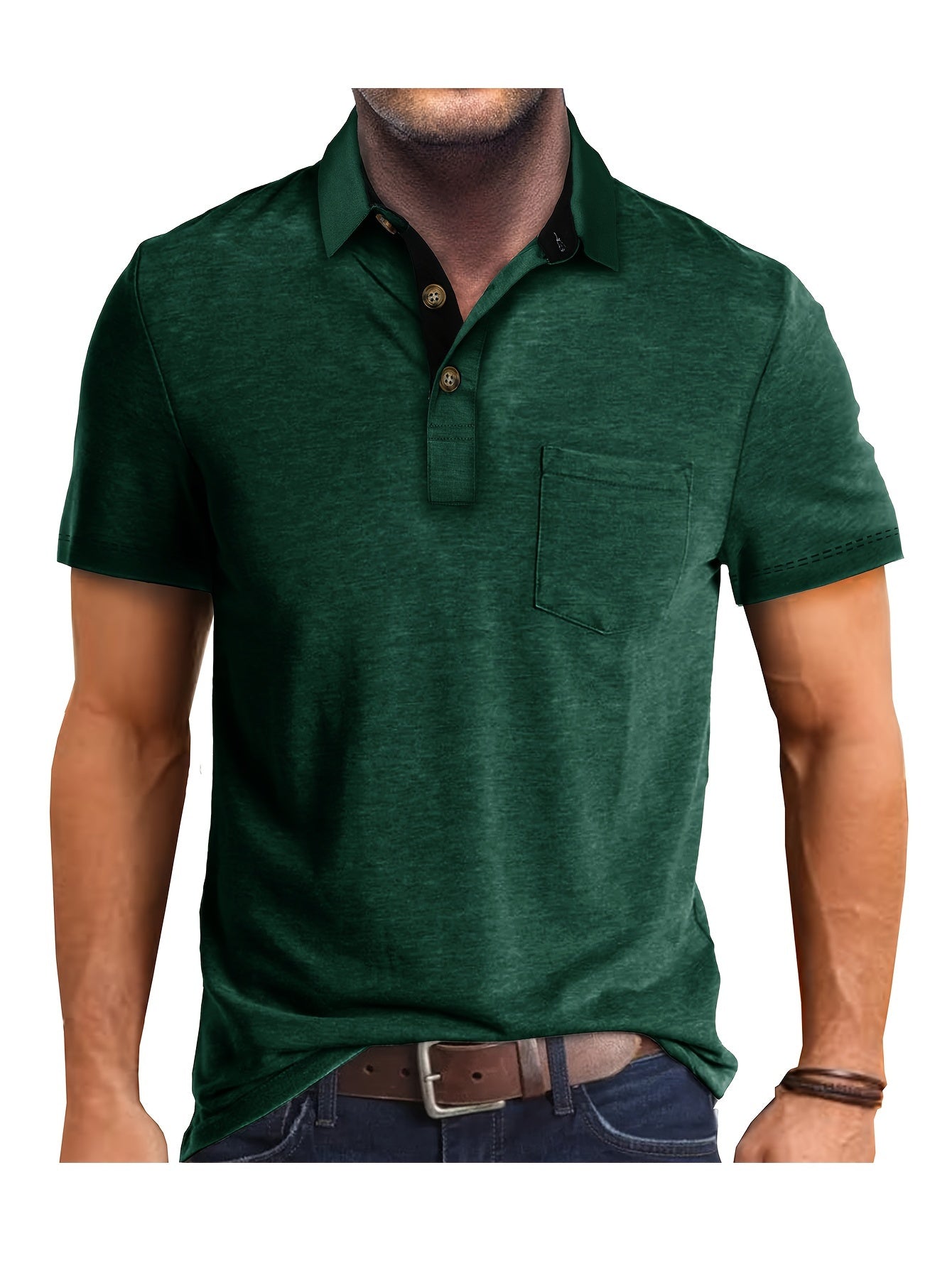 Liam | Contemporary Men's Shirt with Chic Collar and Pocket | Breathable, Flexible