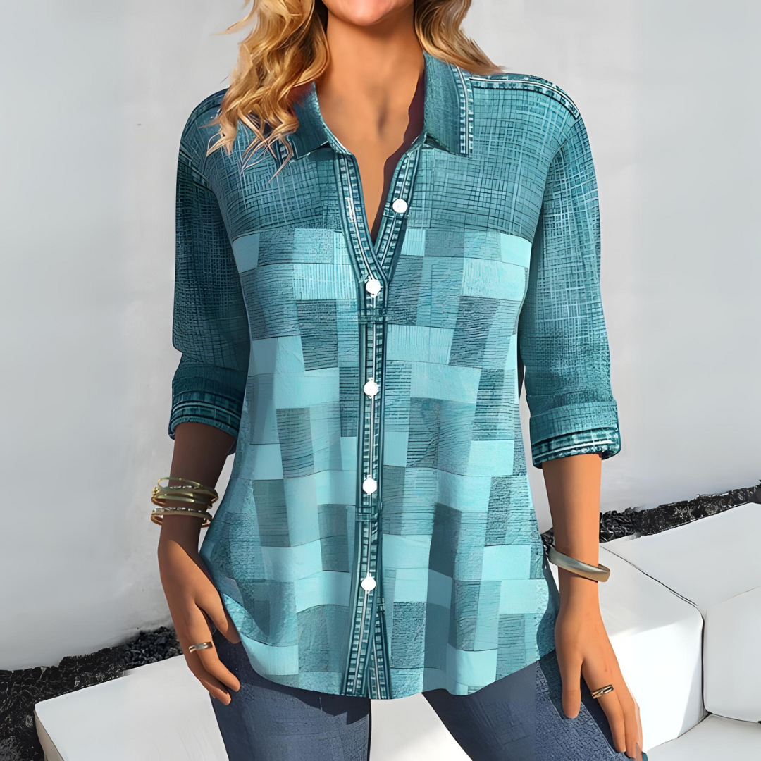 Zyrille - Elegant checked button-up blouse