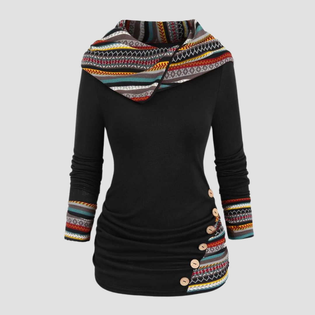 Aisling | Chic Women's Slim Fit Hoodie | Ethnic Print, Comfortable, Versatile