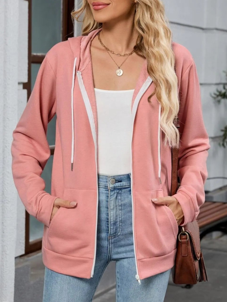 Urielle - Elegant hoodie jacket with adjustable drawstring and zip