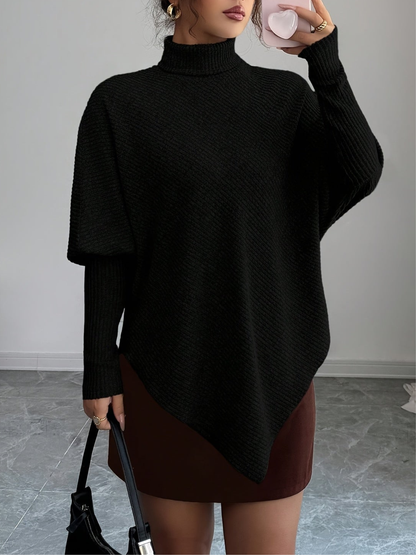 Vyra - Stylish knitted asymmetrical turtleneck sweater