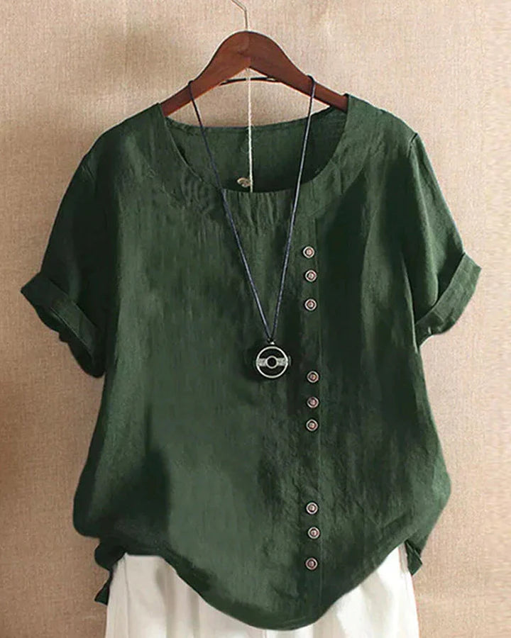 Women’s Casual Summer Shirt | Short Sleeve, Asymmetrical