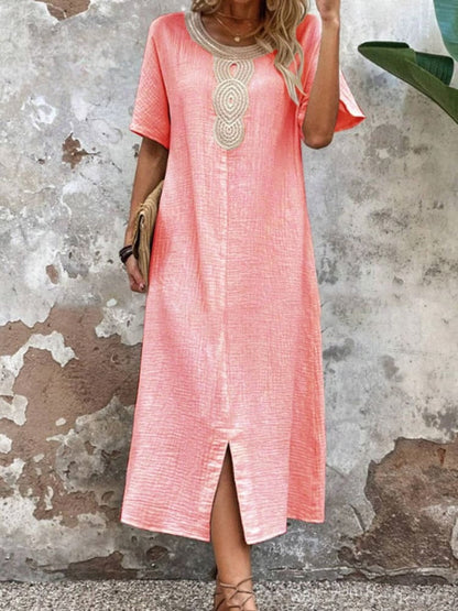Geneva - Elegant short-sleeve long dress
