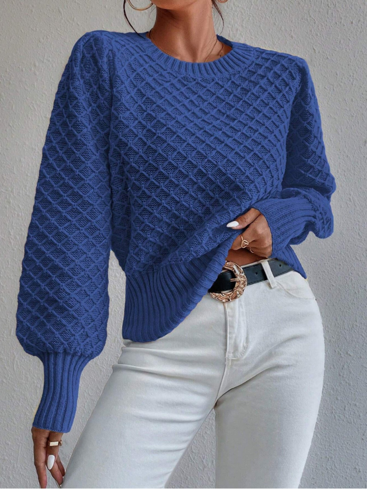 Melisande - Elegant quilted texture crew neck jumper