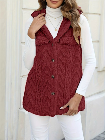 Quintina - Elegant Hooded Button-Front Vest