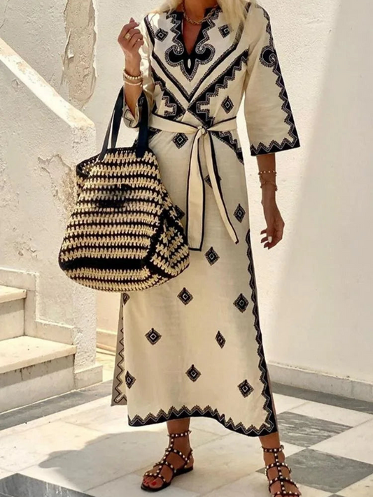 Zariah - Elegant vintage half-sleeve dress