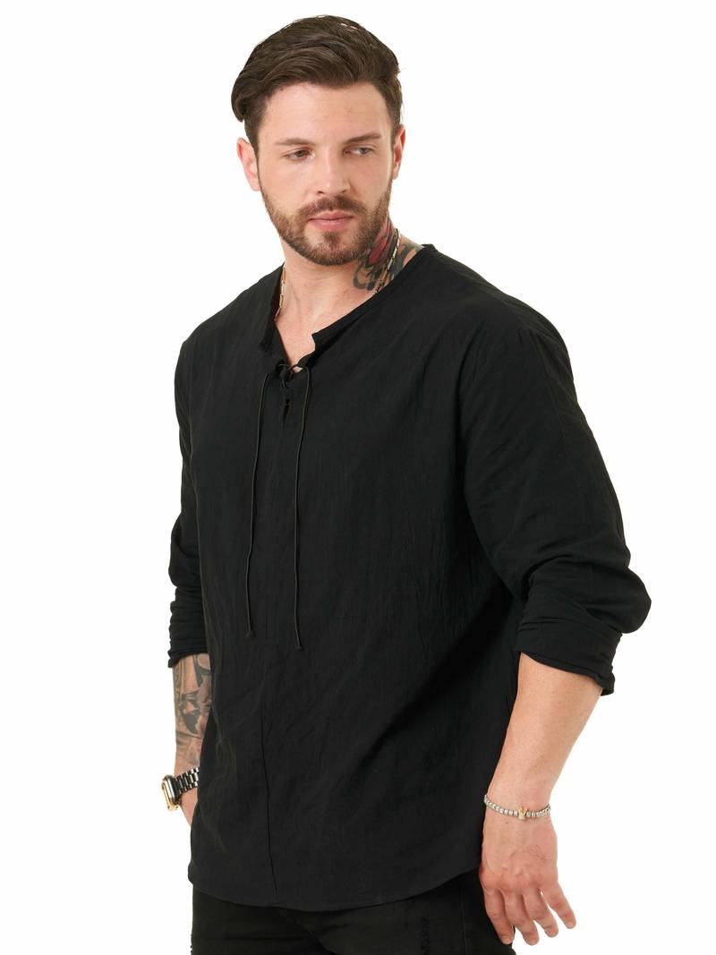 Owen | Casual Drawstring Long Sleeve Shirt for Men | Chic, Relaxed, Effortless Style