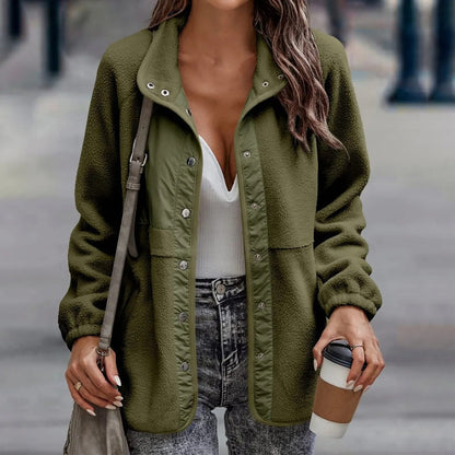 Nanette - Casual Buttoned Fleece-Lined Coat