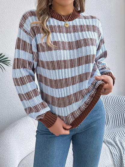 Nicolette - Chic striped round neck long sleeve sweater