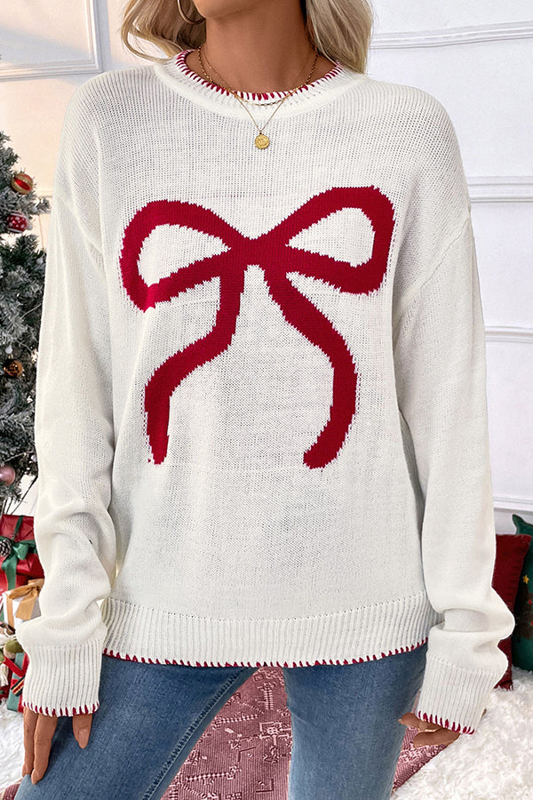 Faithlyn - Stylish warm ribbon print knitted sweater