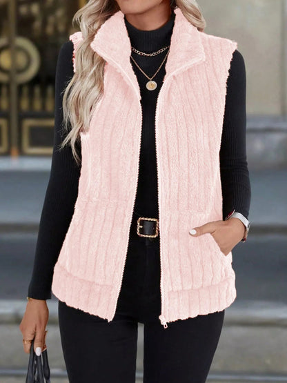 Cassidy - Stylish fleece zip-up vest coat
