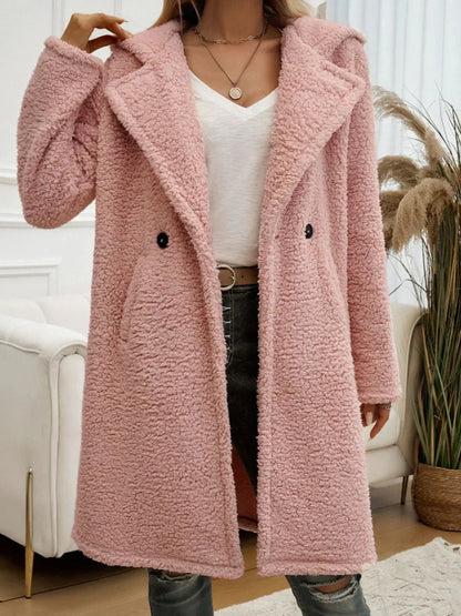 Golda - Elegant stylish warm fleece long jacket