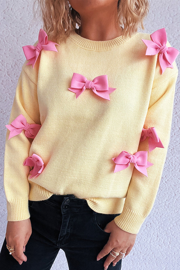 Frida - Stylish bow-knot round neck knitted sweater