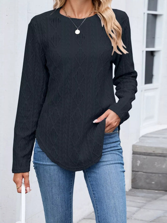 Luzette - Diamond pattern knit long sleeve sweatsirt