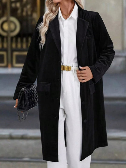Wendalyn - Elegant stylish lapel collar long sleeve longline trench coat