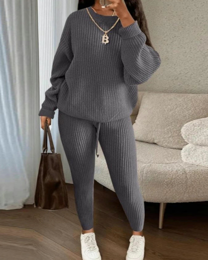 Tiannah - Casual warm knitted sweater and pants set