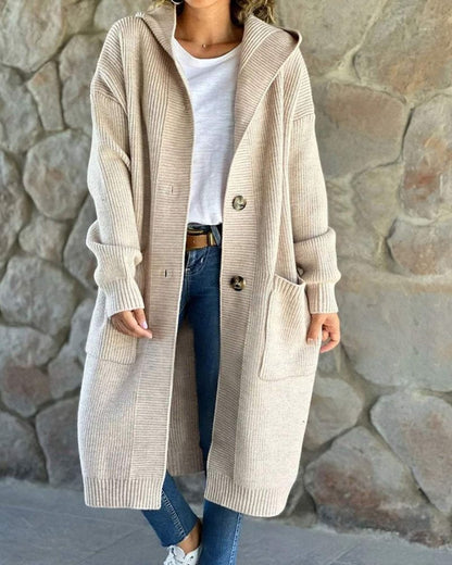 Tesslyn - Casual knitted hooded long coat