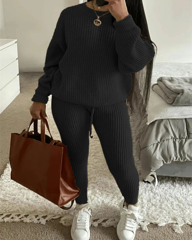 Tiannah - Casual warm knitted sweater and pants set