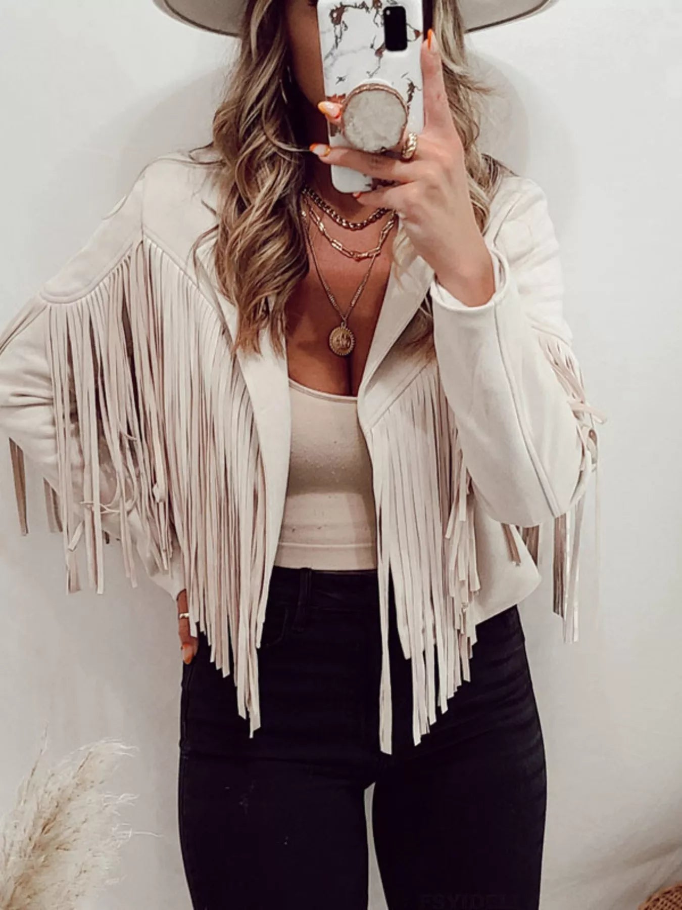 Kandice - Elegant Short Jacket with Fringes and Front Opening