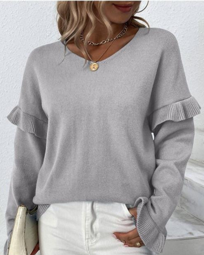 Shireen - Elegant loose-fit long sleeve blouse with ruffles