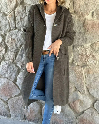 Tesslyn - Casual knitted hooded long coat