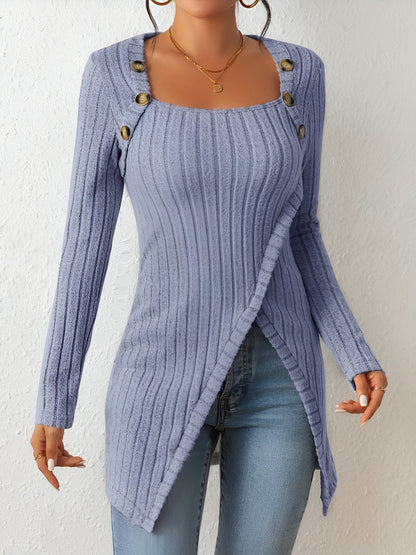 Lidian - Cozy stylish assymetrical hem sweater