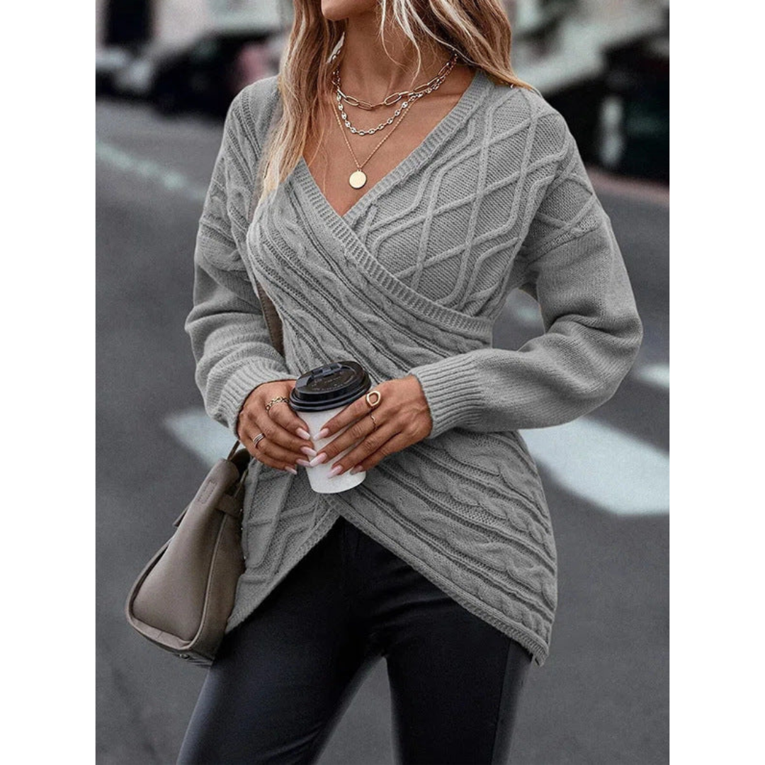 Caitlín | Women's V-Neck Knit Jumper | Long Sleeves, Chic, Cozy Comfort