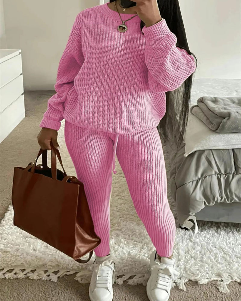 Tiannah - Casual warm knitted sweater and pants set