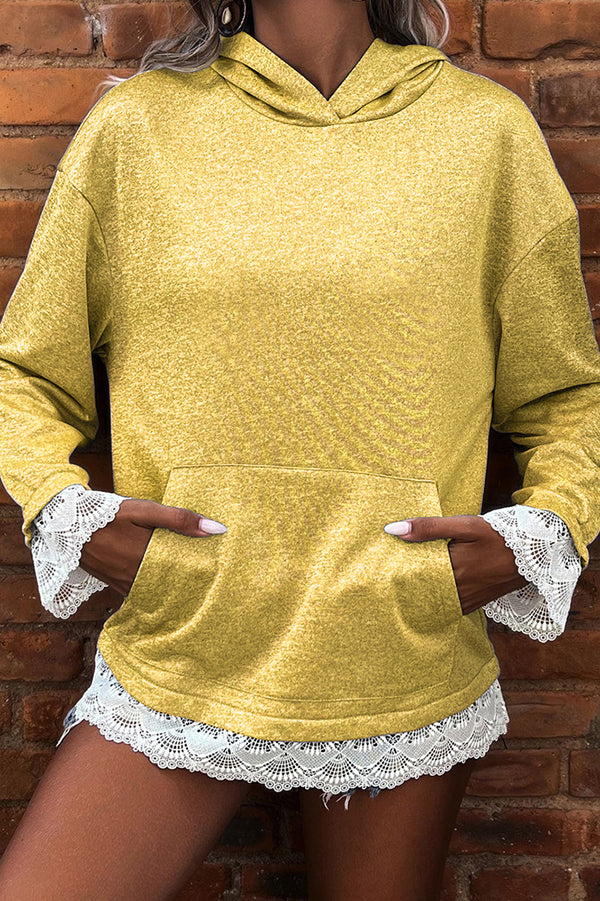 Gwenna - Cozy lace-trimmed hooded sweatshirt