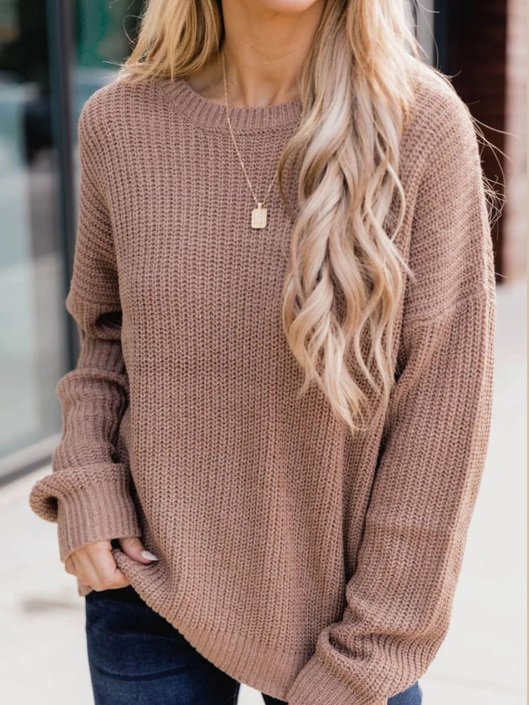 Quintella - Comfortable Ribbed Knit Sweater