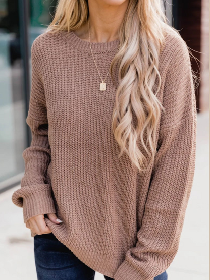 Quintella - Comfortable Ribbed Knit Sweater