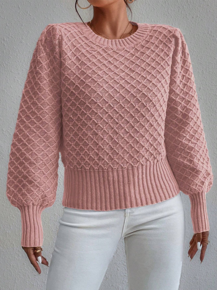 Melisande - Elegant quilted texture crew neck jumper