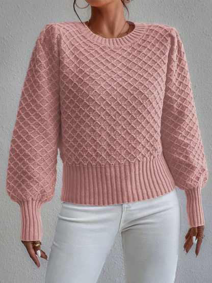 Melisande - Elegant quilted texture crew neck jumper