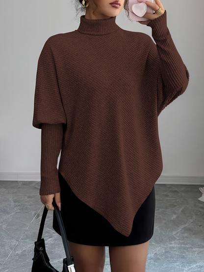 Vyra - Stylish knitted asymmetrical turtleneck sweater