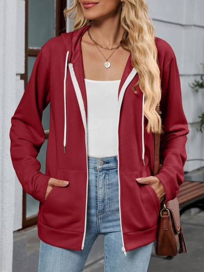 Urielle - Elegant hoodie jacket with adjustable drawstring and zip