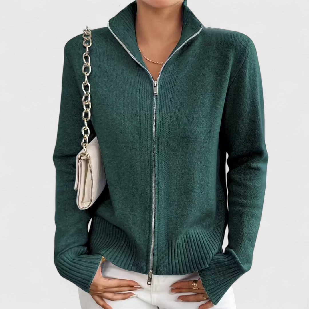 Nomi - Stylish warm knitted zip-up cardigan