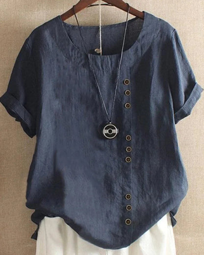 Women’s Casual Summer Shirt | Short Sleeve, Asymmetrical