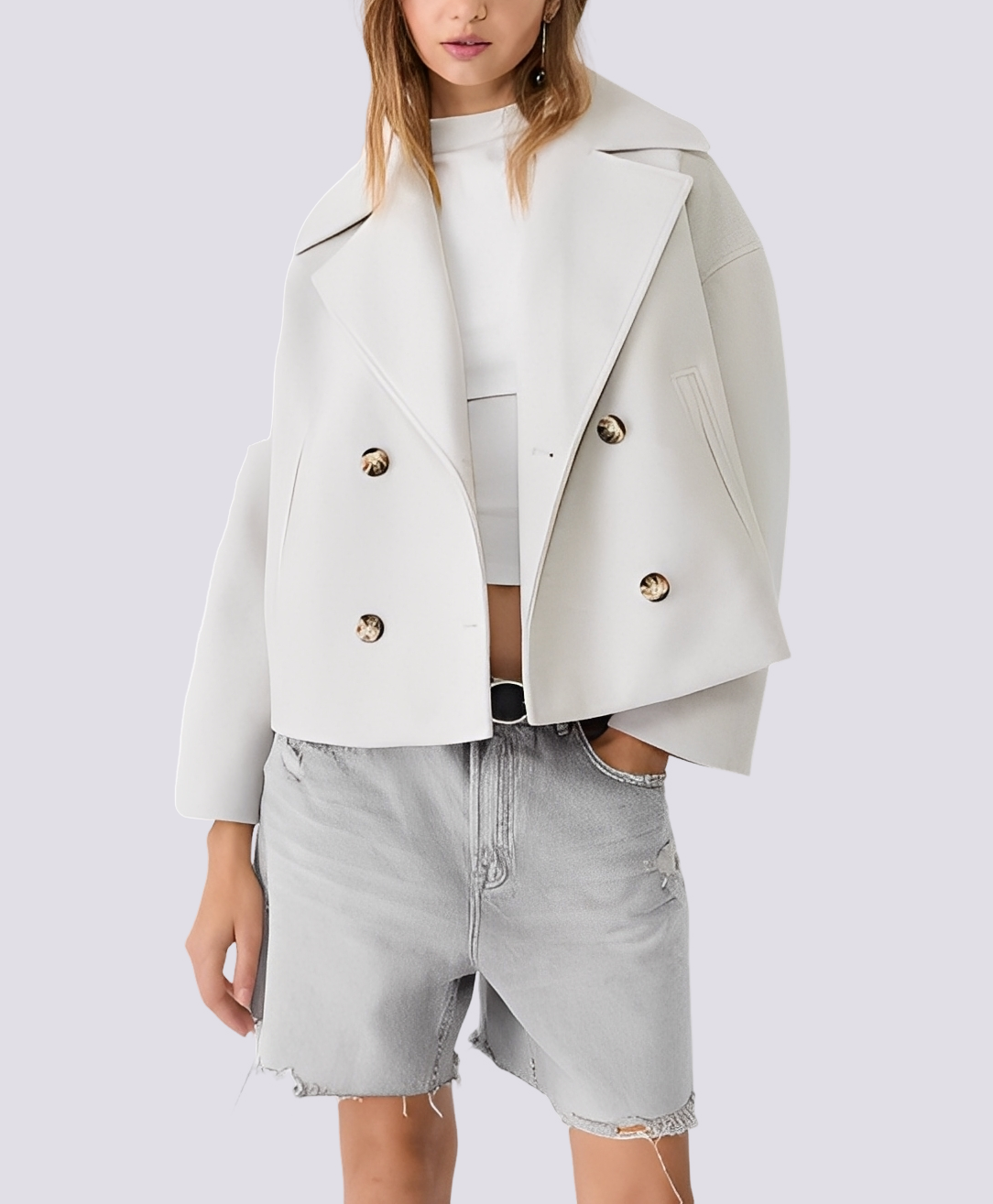 Julissa - Elegant loose crop wool coat