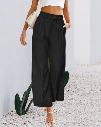 Ovelia - Elegant high-waist wide-leg trousers