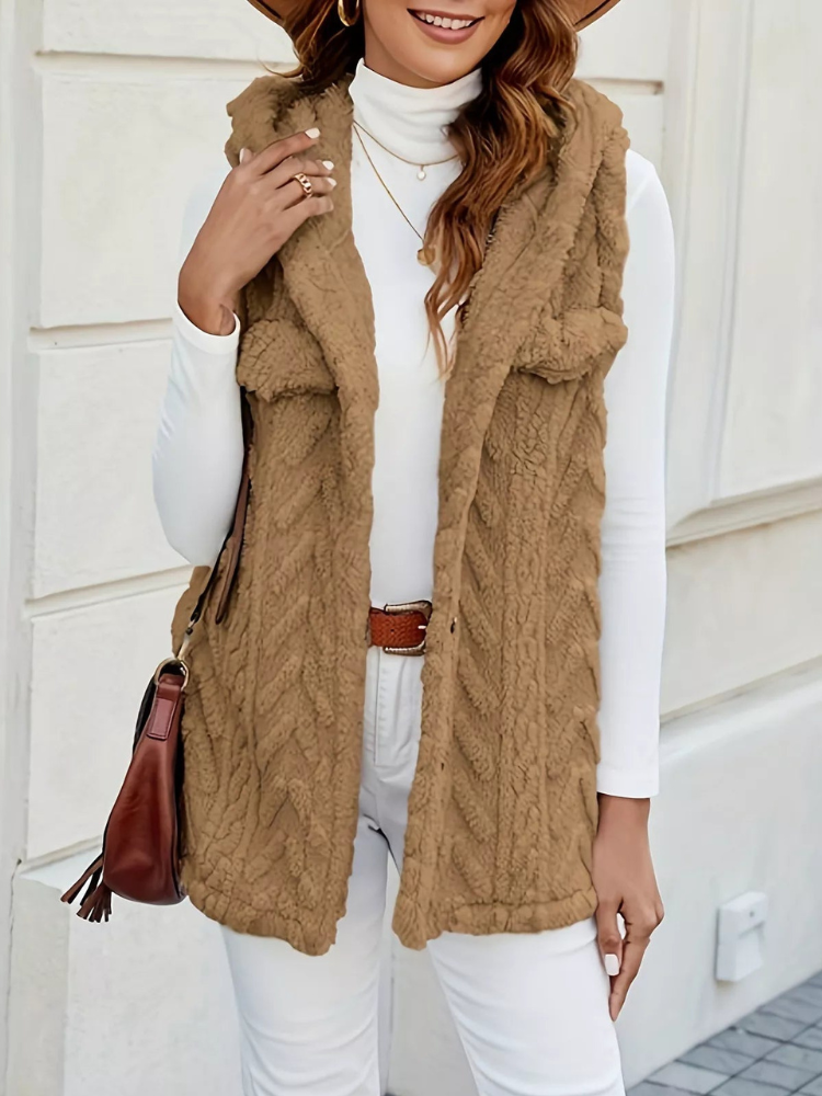 Quintina - Elegant Hooded Button-Front Vest