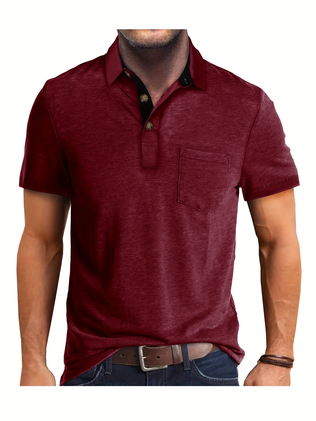 Liam | Contemporary Men's Shirt with Chic Collar and Pocket | Breathable, Flexible