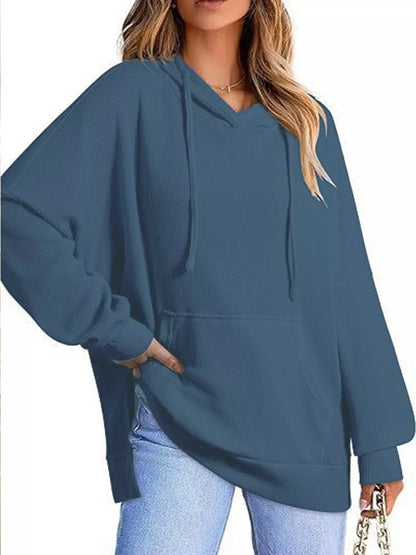 Cianna - Oversized drawstring side slit hoodie