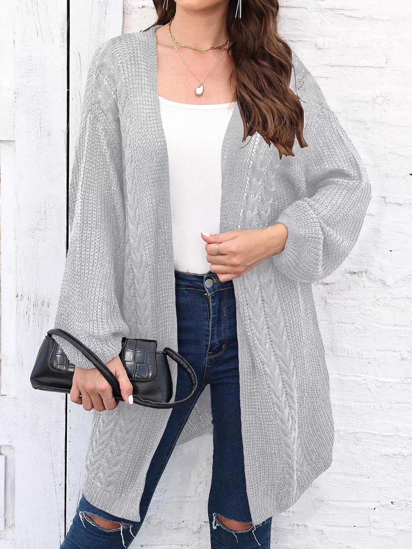 Kayla - Casual Knitted Cardigan with Front Opening and Long Sleeves