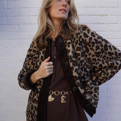 Niamh | Chic Leopard Print Jacket with Elegant O-Neck | Fashion-Forward & Comfy